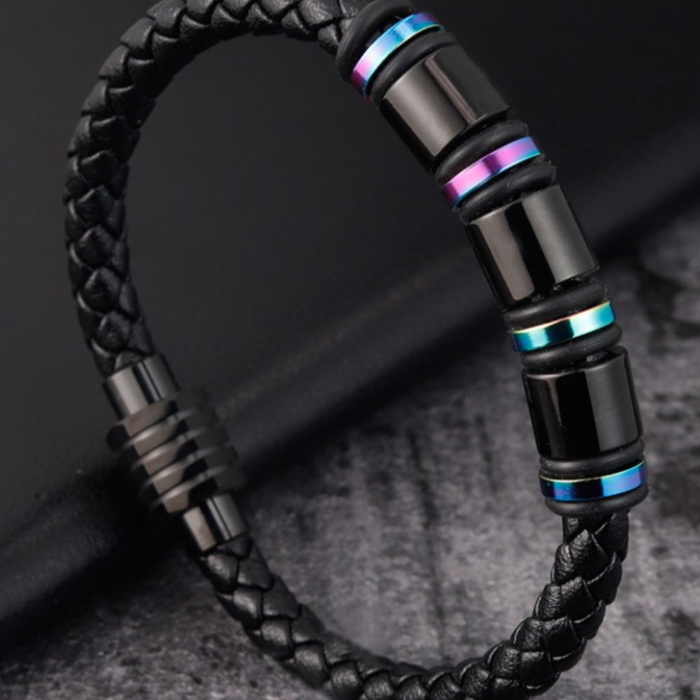 Real Leather Bracelet Blue Clasp - Picture 3 of 16